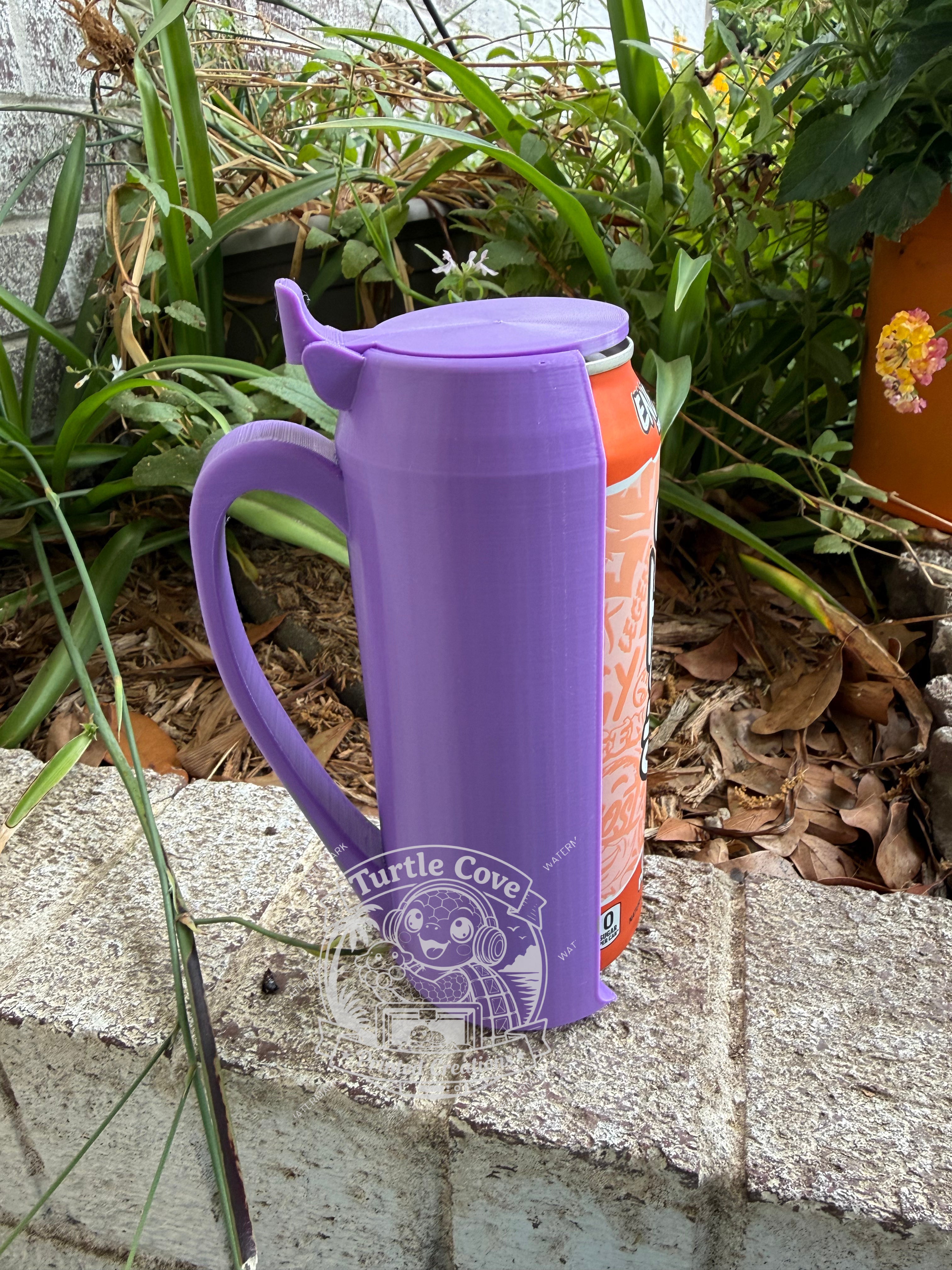 Drink Can Holder with Flip Up Lid