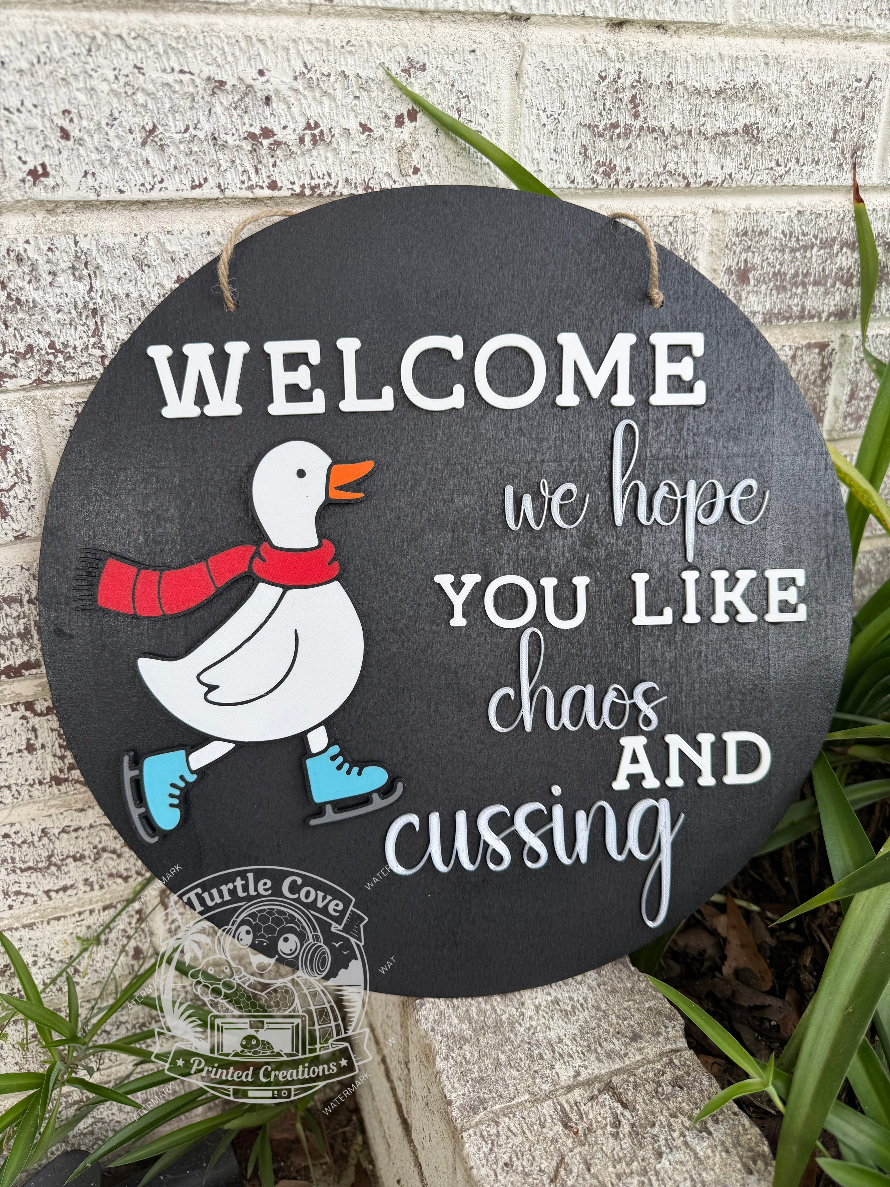 Chaos & Cussing Monthly Goose Door Hanger